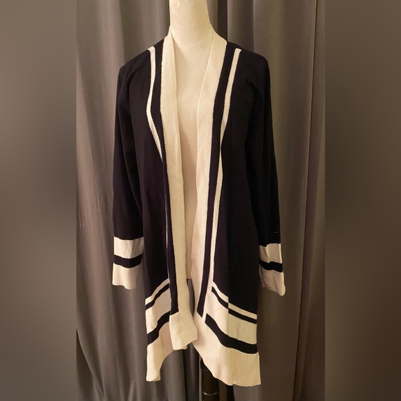 Anne Klein Sweaters - Anne Klein black and cream open cardigan XL